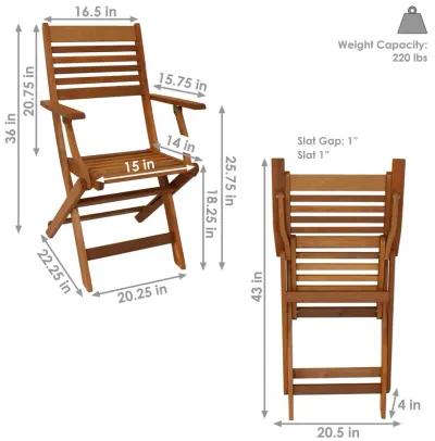 Sunnydaze Meranti Wood Folding Patio Dining Armchair - Set of 2