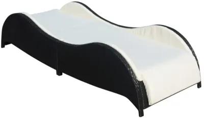 vidaXL Sun Lounger with Cushion Poly Rattan Black