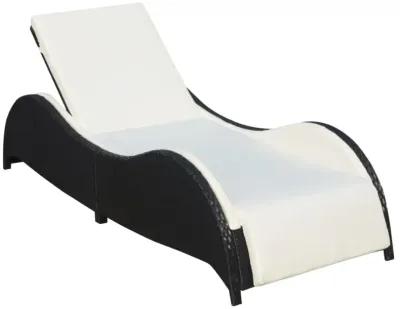 vidaXL Sun Lounger with Cushion Poly Rattan Black