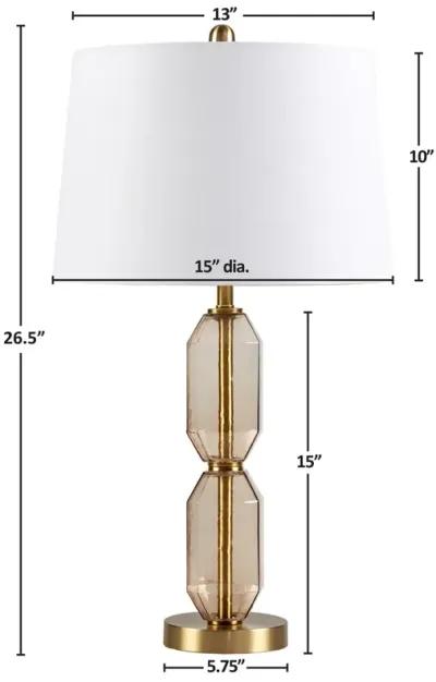 Gracie Mills Roxanne Modern Faceted Brown Glass Table Lamp with 9W LED Bulb