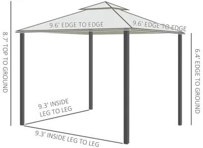 Cream White Outdoor Haven: 9.6x9.6 Gazebo with 2-Tier Vented Roof