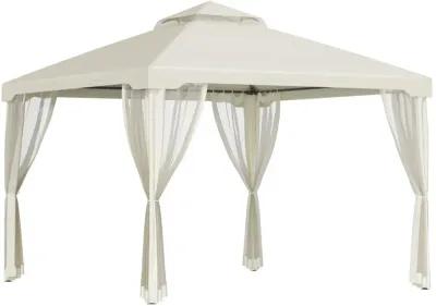 Cream White Outdoor Haven: 9.6x9.6 Gazebo with 2-Tier Vented Roof