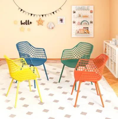 4 Pieces Kids Chairs with Curved Backrest and Ergonomic Armrests