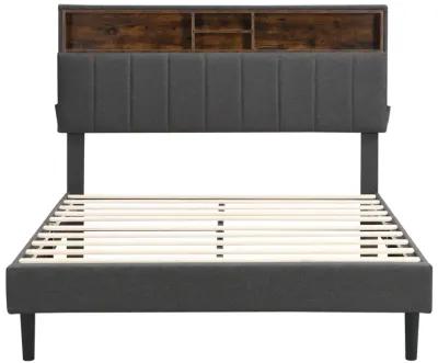 Merax Upholstered Platform Bed with Storage Headboard