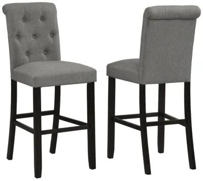 Solid Wood Tufted Asons Barstool, Set of 2, Grey