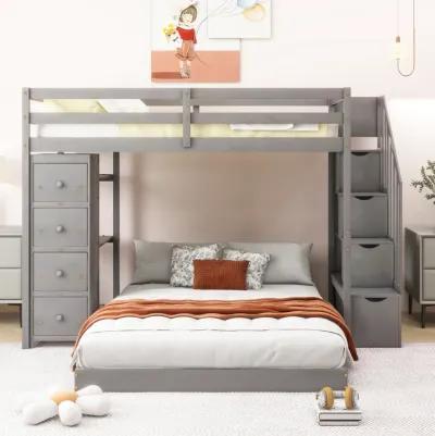 Merax Modern Bunk Bed with 3-layer Shelves