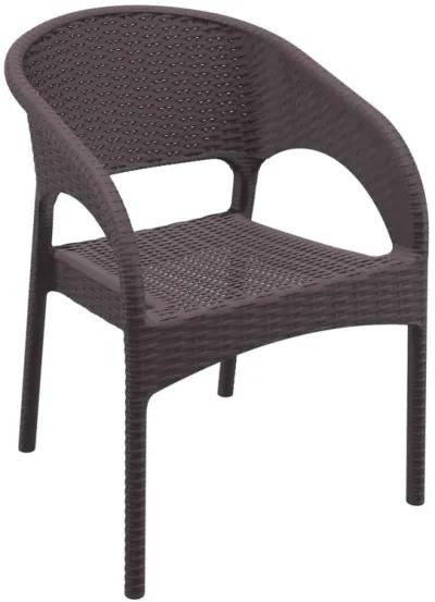 32" Gray Wickerlook Patio Stackable Dining Arm Chair