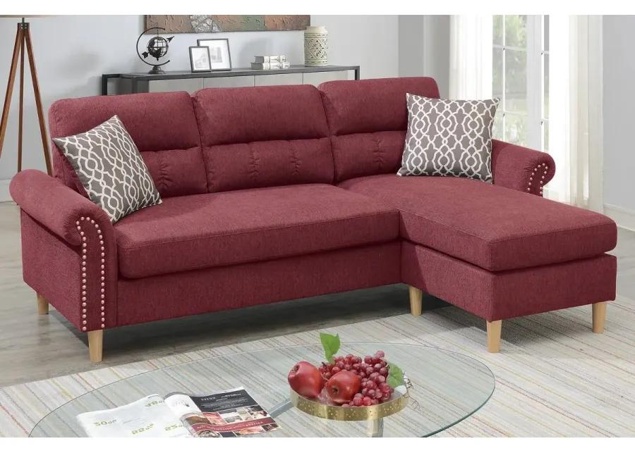 Polyfiber Reversible Sectional Sofa Set with Chaise Pillows Plush Cushion Couch Nailheads