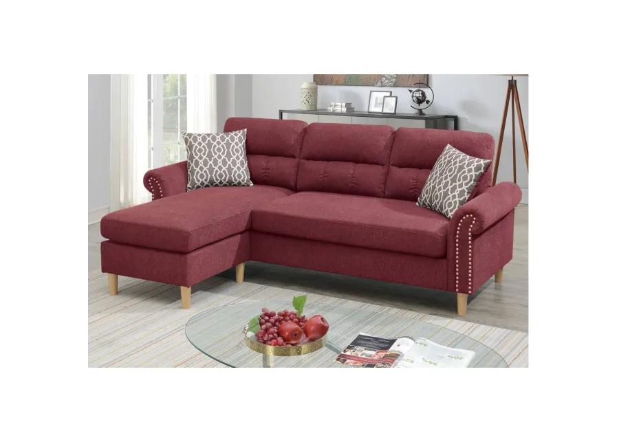 Polyfiber Reversible Sectional Sofa Set with Chaise Pillows Plush Cushion Couch Nailheads