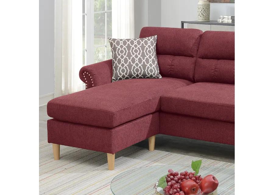 Polyfiber Reversible Sectional Sofa Set with Chaise Pillows Plush Cushion Couch Nailheads