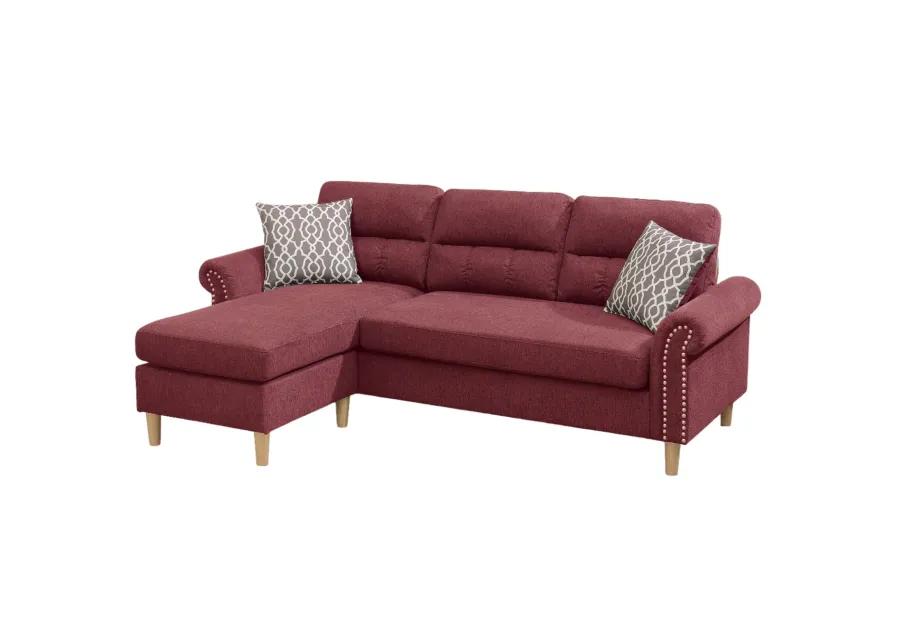 Polyfiber Reversible Sectional Sofa Set with Chaise Pillows Plush Cushion Couch Nailheads