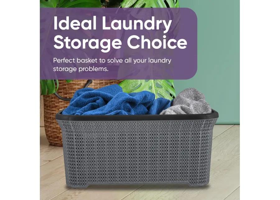 35 L Knit Laundry Basket, Onyx Grey