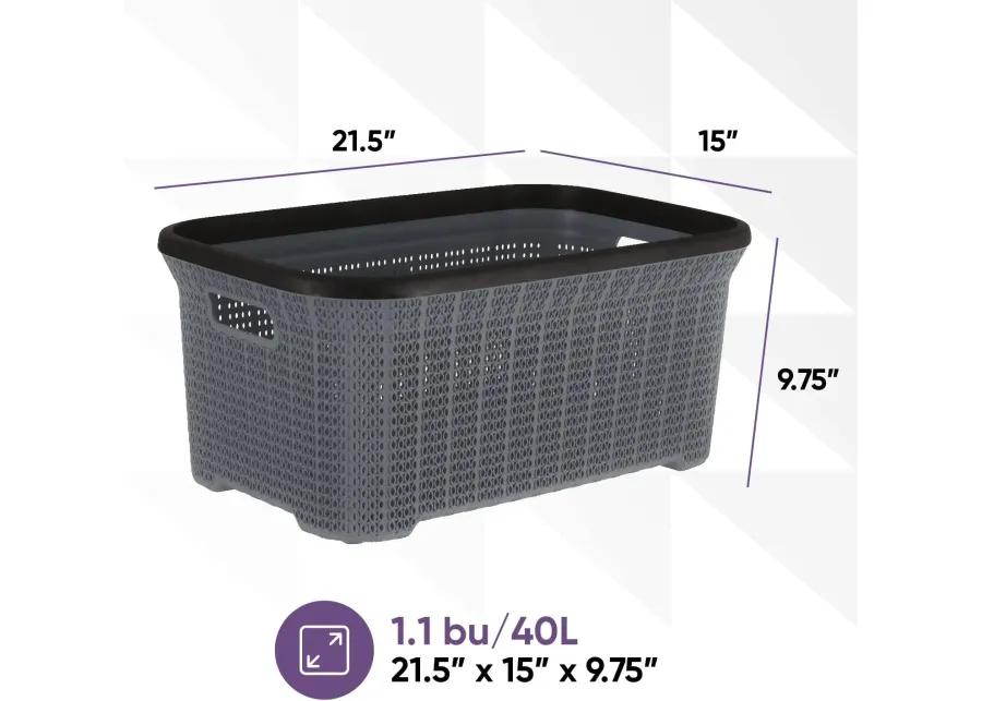 35 L Knit Laundry Basket, Onyx Grey