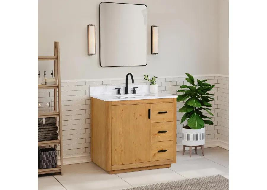 Altair 36 Single Bathroom Vanity in Natural Wood without Mirror