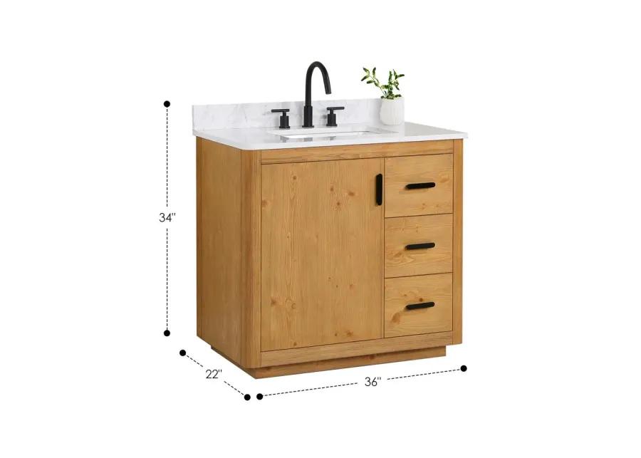 Altair 36 Single Bathroom Vanity in Natural Wood without Mirror