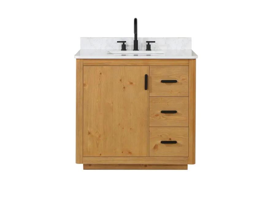 Altair 36 Single Bathroom Vanity in Natural Wood without Mirror