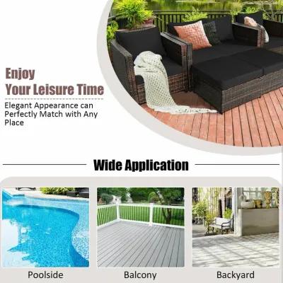 5 Pieces Patio Rattan Furniture Set Conversation Sets with Removable Cushions