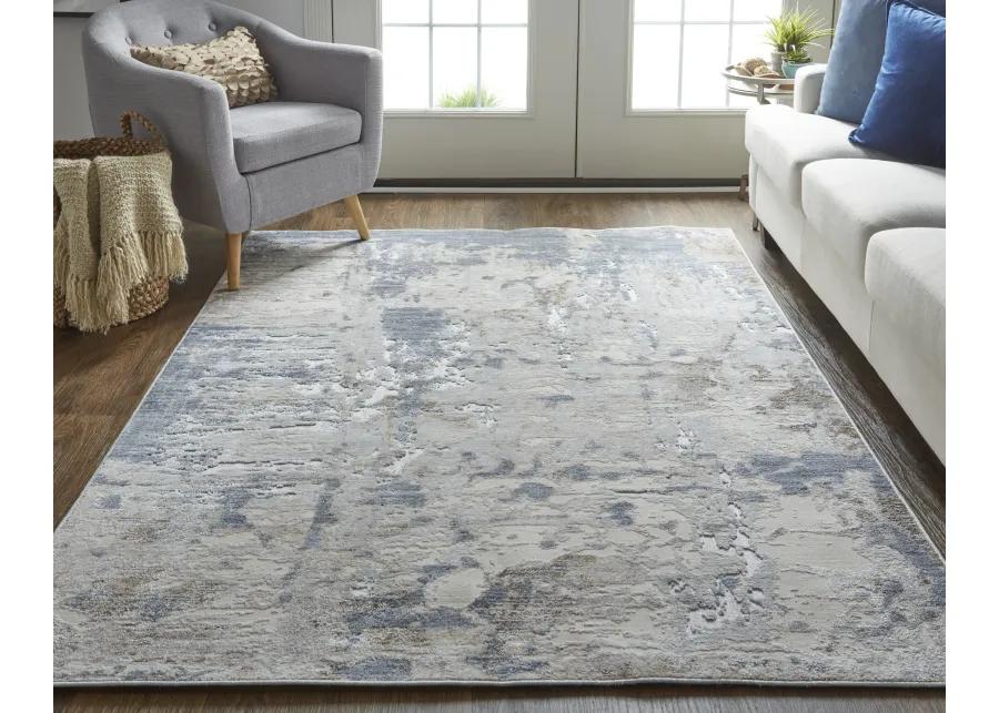 Laina 39GHF 3' x 5' Ivory/Gray/Blue Rug