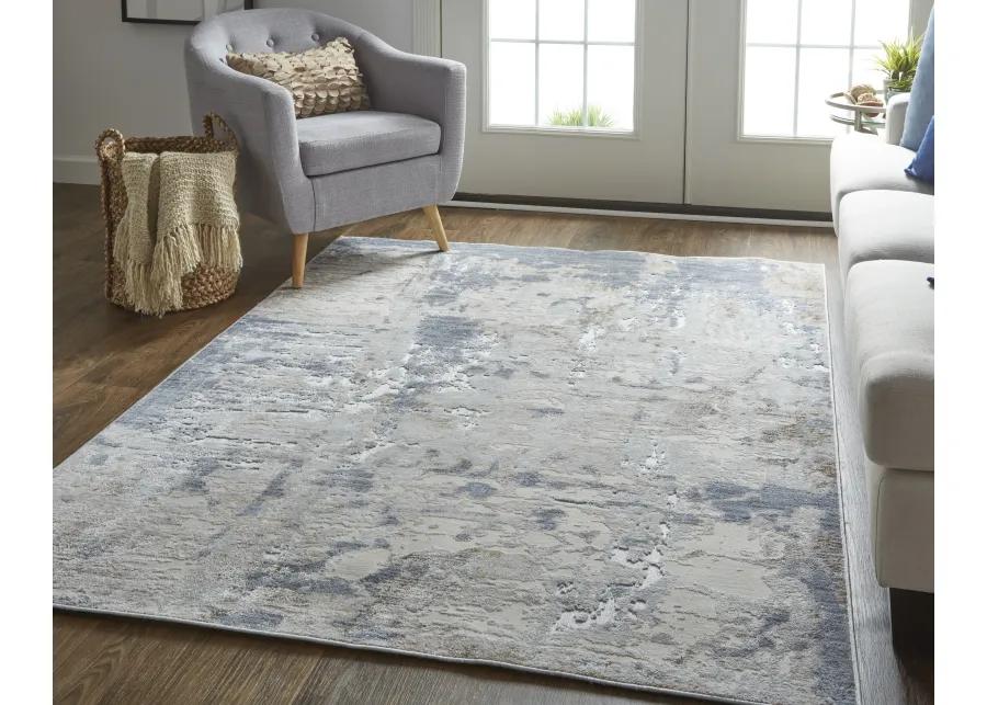 Laina 39GHF 3' x 5' Ivory/Gray/Blue Rug