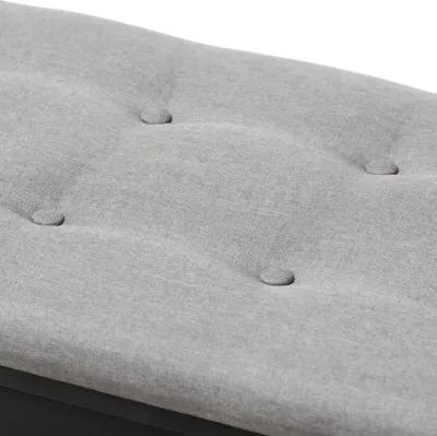 Baxton Studio Modern Espresso Finished Grey Fabric Upholstered Cushioned Entryway Bench