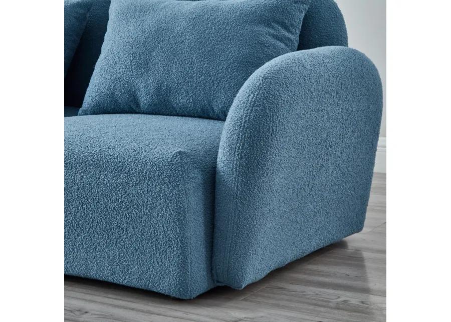 Lazy Sofa Loveseat Teddy Fabric Blue