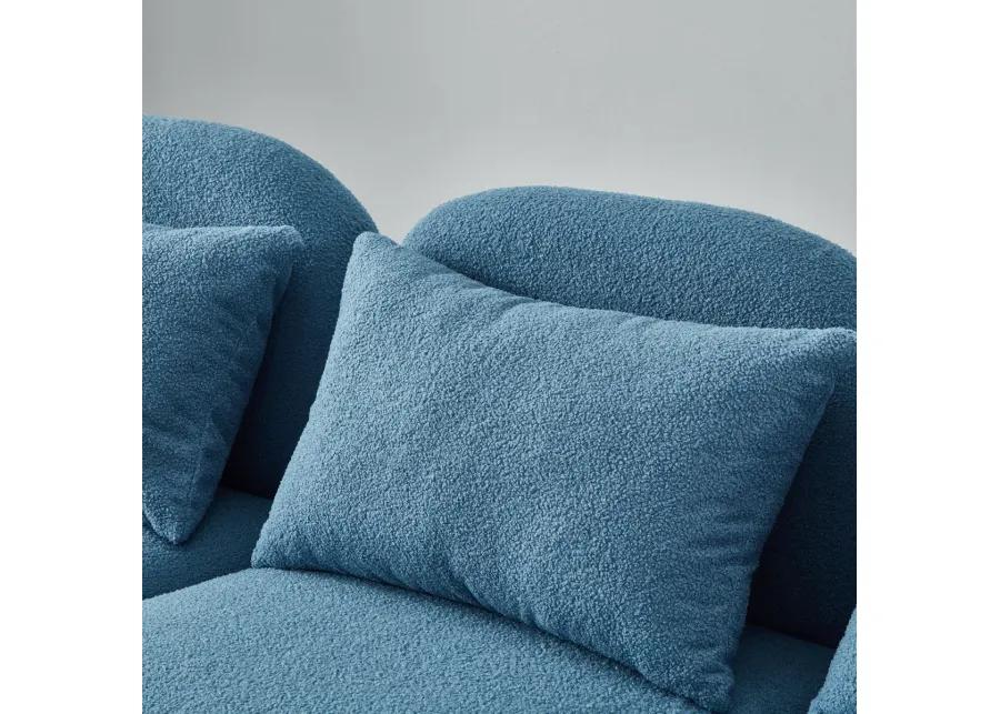 Lazy Sofa Loveseat Teddy Fabric Blue