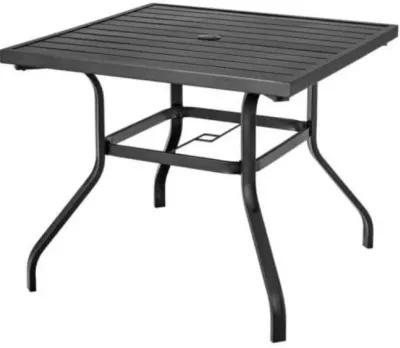 Hivvago 37 Inch Square Patio Dining Table with Umbrella Pole Hole