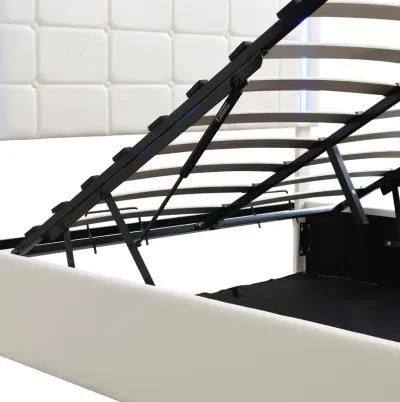 Storage Bed Frame Upholstered Platform Bed with LED Lights