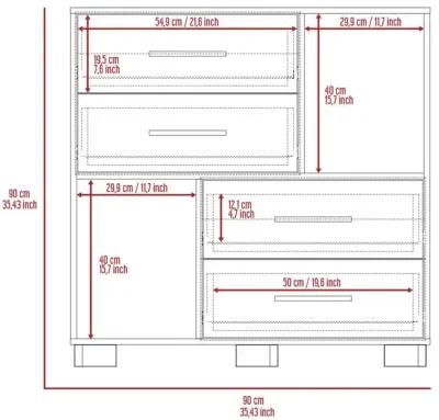 DEPOT E-SHOP Fountain Dresser, Two Open Shelves, Four Drawers-White, For Bedroom