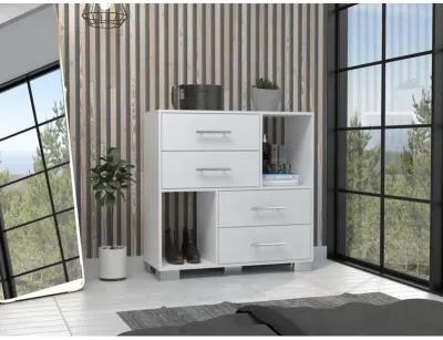 DEPOT E-SHOP Fountain Dresser, Two Open Shelves, Four Drawers-White, For Bedroom