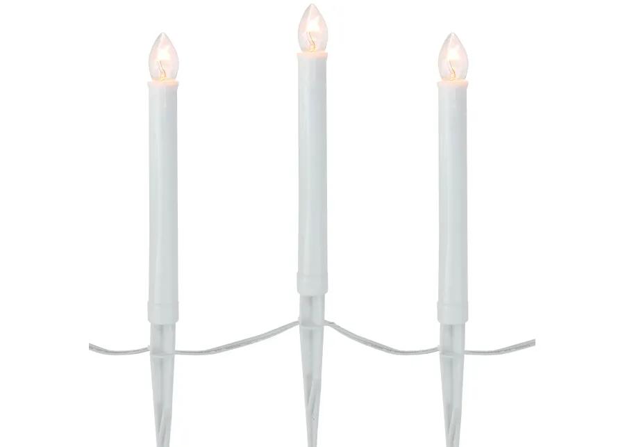 10-Count White C7 Candle Pathway Markers Christmas Lights  White Wire