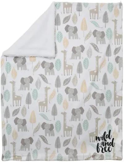 Lambs & Ivy Jungle Friends Elephant/Giraffe Safari Soft Fleece Baby Blanket