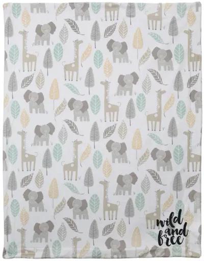 Lambs & Ivy Jungle Friends Elephant/Giraffe Safari Soft Fleece Baby Blanket