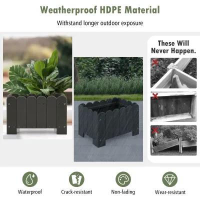 2 Pack Rectangular Planter Box with Drainage Gaps for Front Porch Garden Balcony