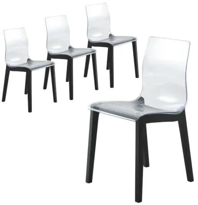 LeisureMod Marsden Modern Dining Side Chair With Beech Wood Legs Set of 4