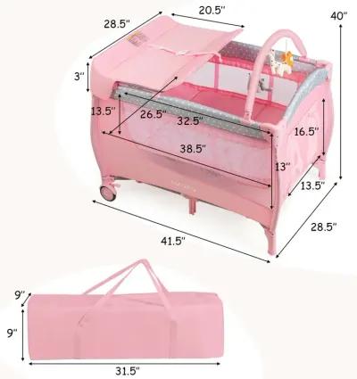 Foldable Safety  Baby Playard for Toddler Infant with Changing Station