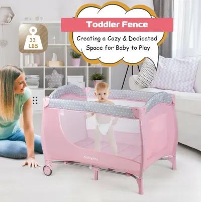 Foldable Safety  Baby Playard for Toddler Infant with Changing Station