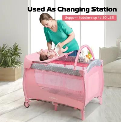 Foldable Safety  Baby Playard for Toddler Infant with Changing Station