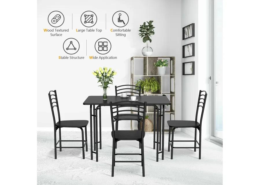 5 Pieces Wood Rectangular Dining Table Set