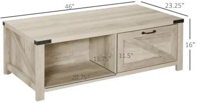 Oak Living Room Centerpiece: Farmhouse Coffee Table with Drawer