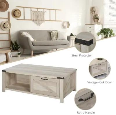 Oak Living Room Centerpiece: Farmhouse Coffee Table with Drawer