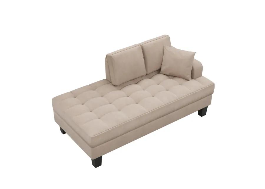 Merax Deep Tufted Upholstered Textured Fabric Chaise Lounge