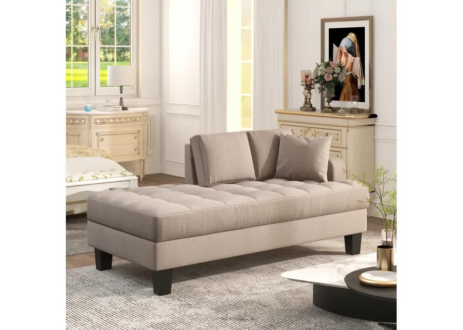 Merax Deep Tufted Upholstered Textured Fabric Chaise Lounge