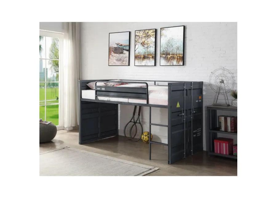 Cartwin Loft Bed with Slide, Gunmetal Finish