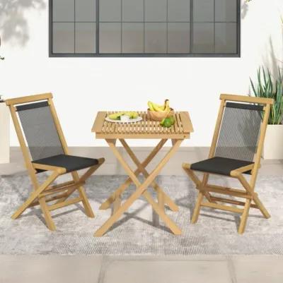 Hivvago 2 Piece Patio Folding Chairs with Woven Rope Seat and Back for Porch Backyard Poolside