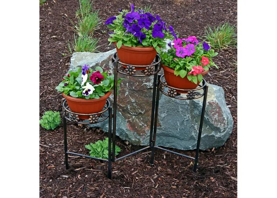 Sunnydaze Bronze Painted Metal 3-Tier Staggered Folding Plant Stand - 29 in