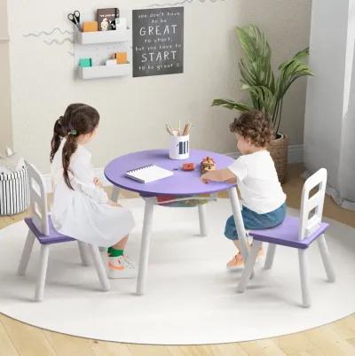 Wood Activity Kids Table and Chair Set with Center Mesh Storage for Snack Time and Homework