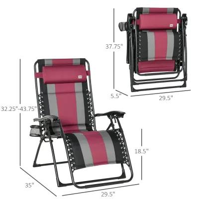 Red Outdoor Relaxer: Zero-Gravity Folding Recliner with Cupholder