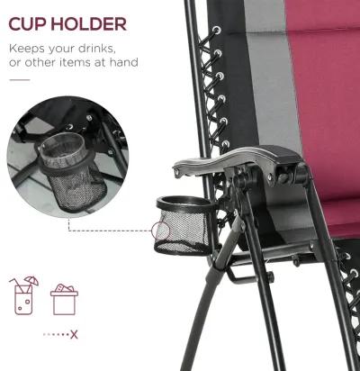 Red Outdoor Relaxer: Zero-Gravity Folding Recliner with Cupholder