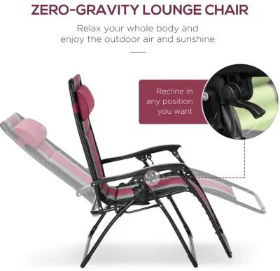 Red Outdoor Relaxer: Zero-Gravity Folding Recliner with Cupholder